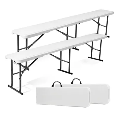 Produktbild von Sekey 2er Set Bierbank Klappbar 8 Personen 183cm Klappbank Campingbank, Weiß