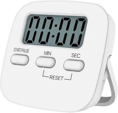 Image de Minuteur de cuisine électrique avec écran, fonction chronomètre, alarme sonore et compteur - Blanc