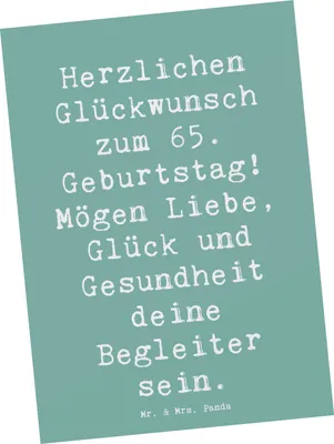 Produktbild von Mr. & Mrs. Panda Postkarte Spruch 65. Geburtstag - Meeresbrise - Geschenk, Feiern, Geburtstagsgeschenk, Ansichtskarte, Lächeln, Besondere Geschenke, Postkarten, Grußkarte