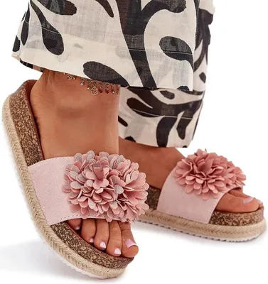 Produktbild von Damen Plattform Sandalen Mit Dekorativen Blumen Rosa Tessara 37