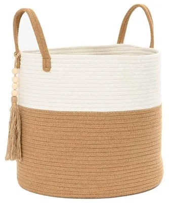 Obrázok produktu pre vidaXL Úložný kôš hnedý a biely Ø40x35 cm bavlna