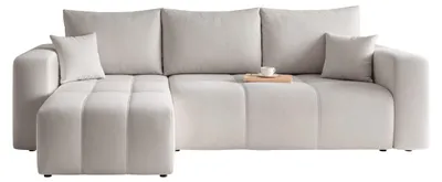 Zdjęcie produktu dla HuskyMeble Narożnik PEDRI z funkcją spania i pojemnikiem na pościel Kształt L, Rozkładana sofa, Rogówka - Jasnoszary - Manila 15