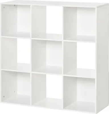 Produktbild von HOMCOM Regal, Bücherregal, 3 Ebenen, Aufbewahrungsschrank, 9 Würfel, Standregal, Raumteiler, Ausstellungsregal, 91,5 x 29,5 x 91,5 cm, Holz
