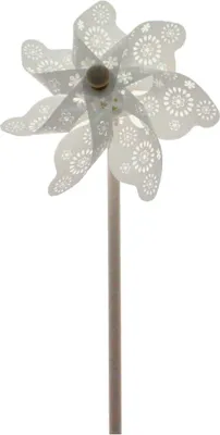Produktbild von 3 Windräder Stecker weiß caØ22cm Lca55cm Holz Kunststoff Windmühle Stab Sommer