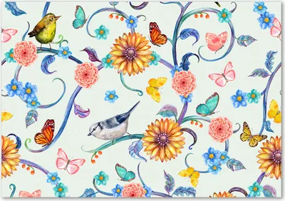 Produktbild von Tulup® Glas-Bild - 100 x 70 - Wandbild aus Glas - Wandkunst - Wandbild hinter gehärtetem Sicherheitsglas - Tiere - Blumen und Vögel - Mehrfarbig