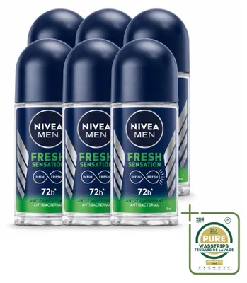 Obrázok produktu pre 6 kusov deodorantu NIVEA MEN Fresh Sensation, roll-on, 50 ml – balenie