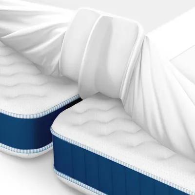 Zdjęcie produktu dla Most do łączenia materacy z prześcieradłem elastycznym, wymiar 200x200 cm, wypełniacz szczelin, służy do połączenia dwóch pojedynczych materacy w jedno podwójne łóżko, wysokość 30 cm, kolor biały