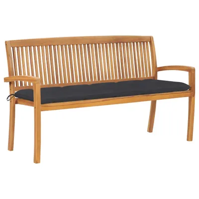 Zdjęcie produktu dla Sztaplowana ławka ogrodowa z poduszką, 159 cm, drewno tekowe