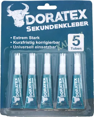 Produktbild von DORATEX 5x2 Gramm Tube Sekundenkleber Kleber Klebstoff Super Glue Alleskleber Spezialkleber Kraftkleber