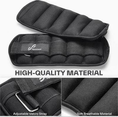 Immagine prodotto di Pesi regolabili per piedi e mani, 0,45-3,2 kg, neri, set da 2 pezzi