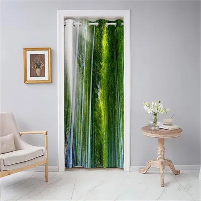 Obrázek produktu pro Záclona na dveře, nepropouštějící světlo, s oky, zatemňovací závěs, rozměry 117x138 cm, zelená barva, materiál: polyester