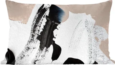Produktbild von MuchoWow® Zierkissen Sofakissen Wohnzimmer Dekokissen 50x30 cm Schwarz - Abstrakt - Design - Wohnzimmerdekoration - Polster mit Photo