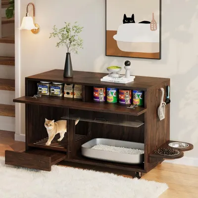 Immagine prodotto di Mobiletti per lettiera per gatti - Casetta per gatti - Armadietto per lettiera - Casa per gatti - Lettiera per gatti - Legno
