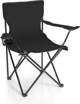 Produktbild von BigDean Faltstuhl DUNKELGRAU Campingstuhl Anglerstuhl mit Getränkehalter & Tragetasche - Anglersessel klappbar - Klappstuhl Gartenstuhl Faltstuhl Relaxsessel Angelsessel faltbar