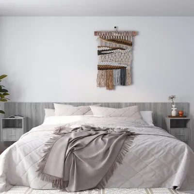Immagine prodotto di vidaXL Testiera con comodini in legno Grigio Sonoma - Testiera con contenitore - Testiere con contenitore - Testiera - Testiera da letto