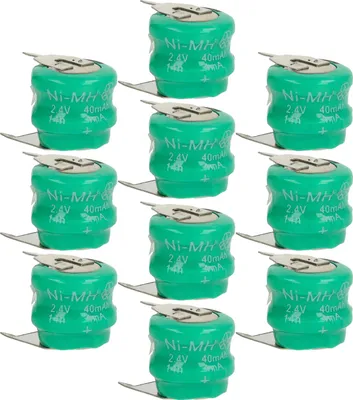 Produktbild von vhbw 10x NiMH Ersatz Knopfzellen-Akku (40 mAh, 2,4 V, NiMH)
