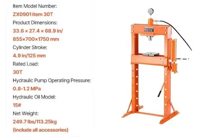 Produktbild von Werkstattpresse, Schwerlaststahl, Höhenverstellbar, 30 T, 30 T