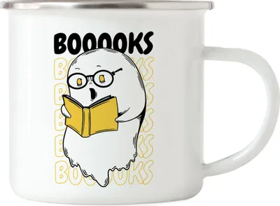 Produktbild von BOOOKS Emaille-Tasse Buchliebe Bücher lesen Buchliebhaber reading Books Booklover Buchspaß Lesen macht Spaß