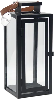 Produktbild von Dekovita, Laterne Metall Schwarz - Henkel Braun 12,5x12,5x30cm