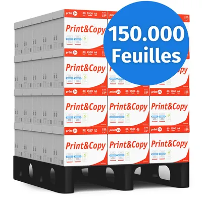 Image de print24 Papier d'impression Papier de copie 150000 feuilles 300 x 500 A4 80 g Premium White  PEFC