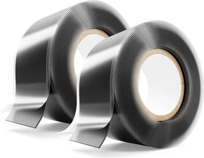 Produktbild von ABSINA 2x selbstverschweißendes Isolierband 25 mm x 3 m schwarz - Silikonband, Dichtungsband, Reparaturband, Industrieband