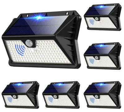 Produktbild von OUILA Solarlampen für Außen Wand, 6 Stück 185 LED 3 Modi Solar Aussenleuchte mit Bewegungsmelder, IP65 Wasserdichte LED Solar Wandleuchte, Garten, Hof, Zaunbeleuchtung, Haustüren(Kaltes Weiß)