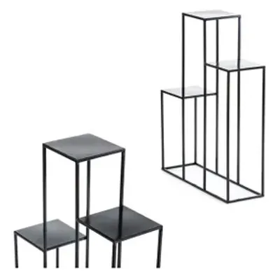 Obrázok produktu pre Howhomely kvetinové schody z kovu 80 cm, čierne