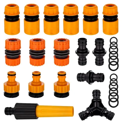 Produktbild von Schlauchkupplung und Schlauchverbinder Set, 1/2 Zoll Schlauchanschluss für Wasserhahn mit Gewinde, geeignet für Gartenwasserhahn