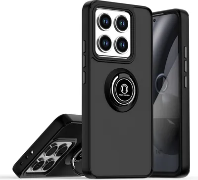 Immagine prodotto di Custodia per Xiaomi 14T Pro opaca traslucida in TPU con supporto ad anello e supporto Nero