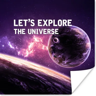 Produktbild von MuchoWow® Poster Zitate - 'Lass uns das Universum erforschen' - Weltraum - Sprichwörter - Jungen - Kinder - Kinder 50x50 cm - Wohnzimmerdekoration