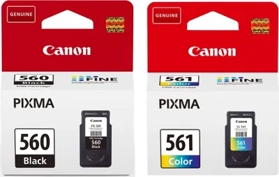 Two Canon PIXMA ink cartridge boxes are shown side-by-side.