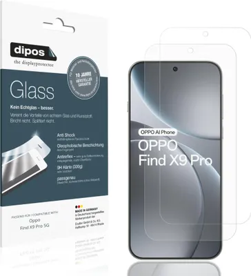 Produktbild von 2x Schutzfolie für Oppo Find X9 Pro 5G matt - Anti-Shock 9H Folie dipos Glass Kunststoffglas