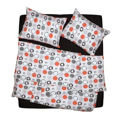 Obrázek produktu pro SCANquilt povlečení KREP kolečka béžovočernorezavá 100% bavlna 140 x 220/70 x 90 cm