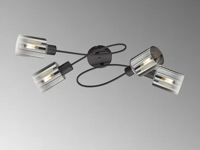 Produktbild von Fischer & Honsel Iska Deckenleuchte 4-fach E14 Glas rauchfarben sandschwarz 21321