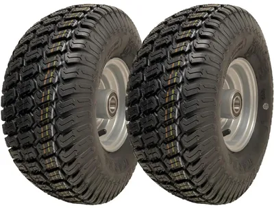 Image de 15x6.00-6 Roues de tondeuse à gazon moyeu 65mm, pneu sur jante roulements 20mm (lot de 2)