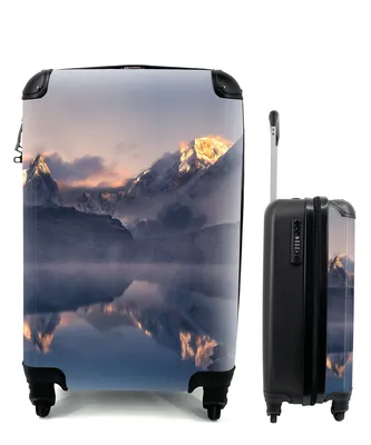 Produktbild von MuchoWow® Koffer Handgepäck Trolley Rollkoffer Kleine Reisekoffer mit 4 Rollen - Landschaft - Wasser - Berg - Schnee - Sonnenuntergang - Cabin Size < 55x40x23 cm & 55x40x20 cm - Fotokoffer - Kabinenkoffer - Boardgepäck - Reise-Box - Reisekoffer - Reisegepäck - Koffer mit Bild - Trolley für Kinder
