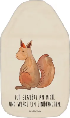 Produktbild von Mr. & Mrs. Panda Wärmflasche Einhorn Glauben - Weiß - Geschenk, Eichhörnchen, Einhörnchen, Flauschige, wärmebeutel, Einhörner, mit Bezug, Eichhorn, Unicorn, Wärmeflasche