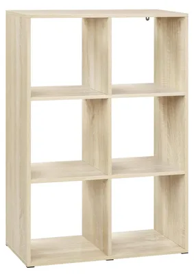 Produktbild von Bücherregal mit 6 Fächern - Freistehendes Standregal - Holz - 29 x 60 x 89,5 cm - Moderner minimalistischer Stil - Helle Eiche