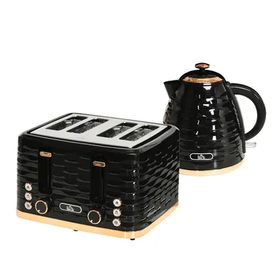 Produktbild von Wasserkocher Toaster Set mit 1,7L Wasserkocher und 4 Scheiben Toaster Frühstücks-Set Schwarz