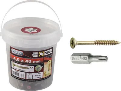 Zdjęcie produktu dla Wkręt uniwersalny z łbem stożkowym TX 4x40 mm ocynkowany na żółto z końcówką 500 szt