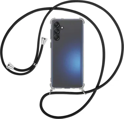 Produktbild von Handykette Backcover-Schutzhülle mit Band (Metall silberfarben) für Samsung Galaxy M55 5G - schwarz