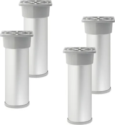 Produktbild von 4 Stück Möbelfüße Alfa II 150 mm (+ 10 mm) Ø 50 mm Silberoptik eloxiert höhenverstellbare Schrankbeine aus Aluminium Sotech