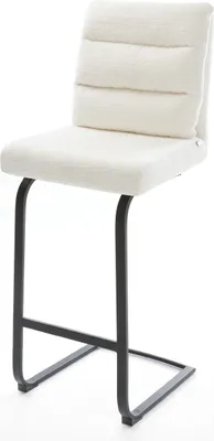 Immagine prodotto di DELIFE Sedia da bar Pela-Flex Bouclé Soft Beige Sedia a sbalzo piatta in metallo nero