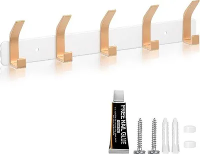 Produktbild von Famanu Kleiderhaken Wandmontage mit 5 Haken - Weiß