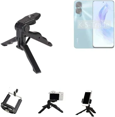 Produktbild von K-S-Trade Stativ Tisch-Ständer Dreibein Handy-Stativ Ständer kompatibel mit Honor 90 Lite Mini-Stativ Smartphone Tripod Handy-Stativ aus Plastik