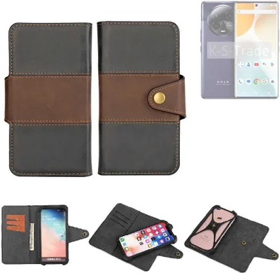 Produktbild von K-S-Trade Handyhülle Schutzhülle Hülle Bookstyle Wallet-Case kompatibel mit BLU Bold K50 Bumper Rundumschutz schwarz-braun 1x