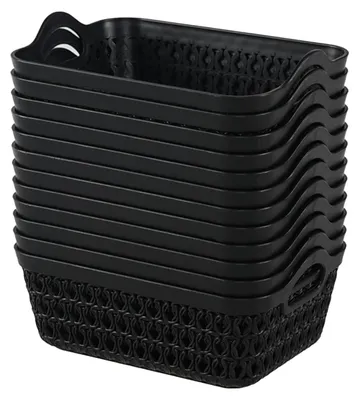 Immagine prodotto di 12 contenitori/cestini in plastica, piccoli, dimensioni 20 cm x 14,5 cm x 8,5 cm