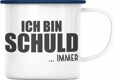 Produktbild von Trendation -  Ich Bin Schuld IMMER Lustige BüroEmaille Tasse mit Spruch für Kollege Kollegin Büro Emaille Tasse Arbeit (Blau)