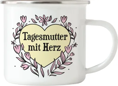 Produktbild von Tagesmutter mit Herz Emaille Tasse Geschenkidee Zum Danke Sagen Beste Tagesmutter