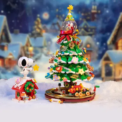 Produktbild von Pantasy 86909 Snoopy Weihnachtsbaum Peanuts 1.300 Teile Klemmbausteine Weihnachten